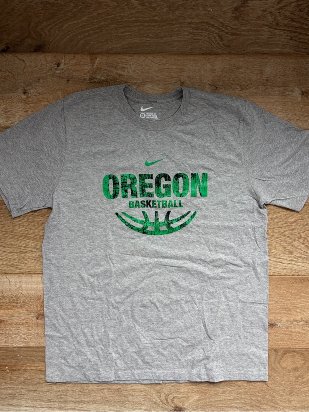 Nike Gray T-Shirt with Green Oregon Basketball Logo
